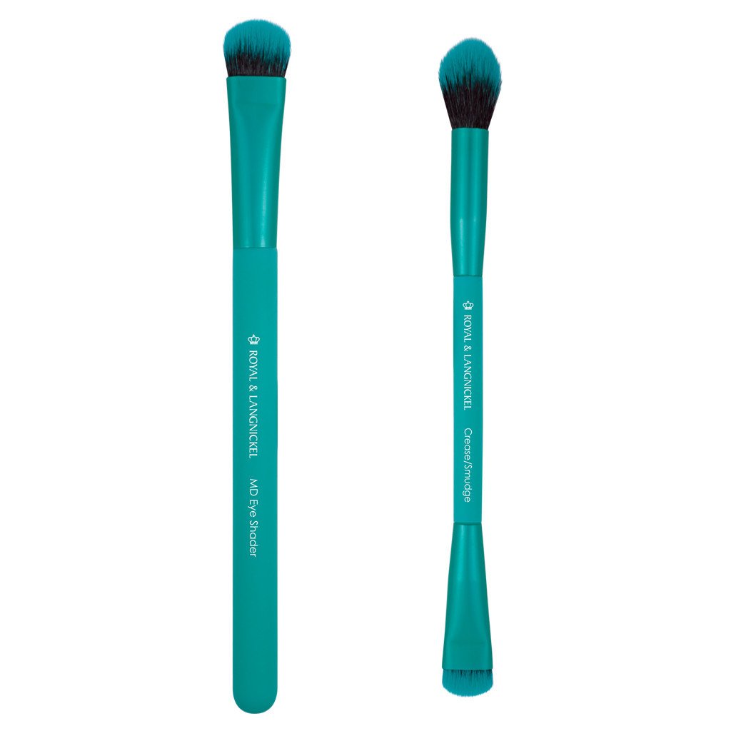 MODARoyal & Langnickel Travel Size EZGlam Duo Smoky Eyes 2pc Makeup Brush Set Includes - Eye Shader, Crease Smudger Brushes, Teal