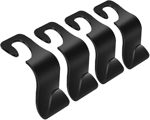 Miniatura 9 de Gancho para reposacabezas de asiento de automóvil, paquete de 4 ganchos para mochila de vehículos, organizador para bolsos, bolsos, ropa, gancho