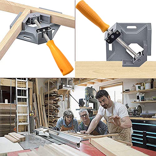 2 Stück Winkelspanner 90 Grad, Aluminium-Legierung Eckspanner, Mit Swing Kiefer, Single Handle, Winkelzwinge für Holzbearbeitung, Engineering