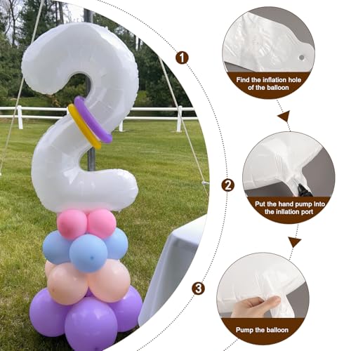 Image of Number Balloons White 3 Balloon 40 inch for 3rd Birthday Party Decoration | Saturated Color, Large 40 inch, With Inflation Straw & Hanging Hole, Great for Bridal Party, Wedding, Thanksgiving, Christmas