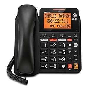 AT&T CD4930 Corded Phone with Digital Answering System and Caller ID, Extra-Large Tilt Display & Buttons, Black