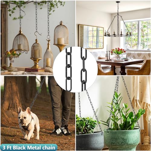 Image of 3 Feet Industrial Black Light Fixture Chain, Metal Pendant Chandelier Chain