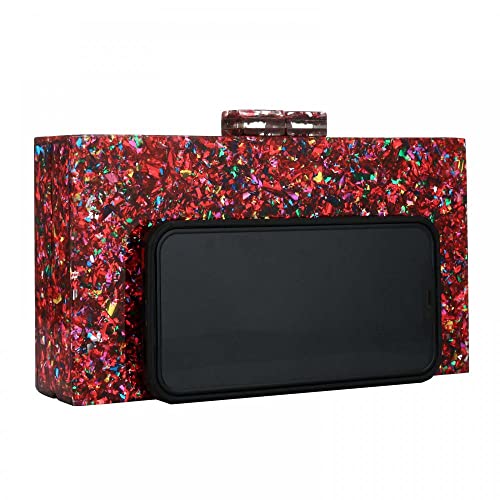 Image of Gets Acrylic Purses and Handbags for Women Multicolor Perspex Geometric Patterns Box Clutch Banquet Evening Crossbody Handbag
