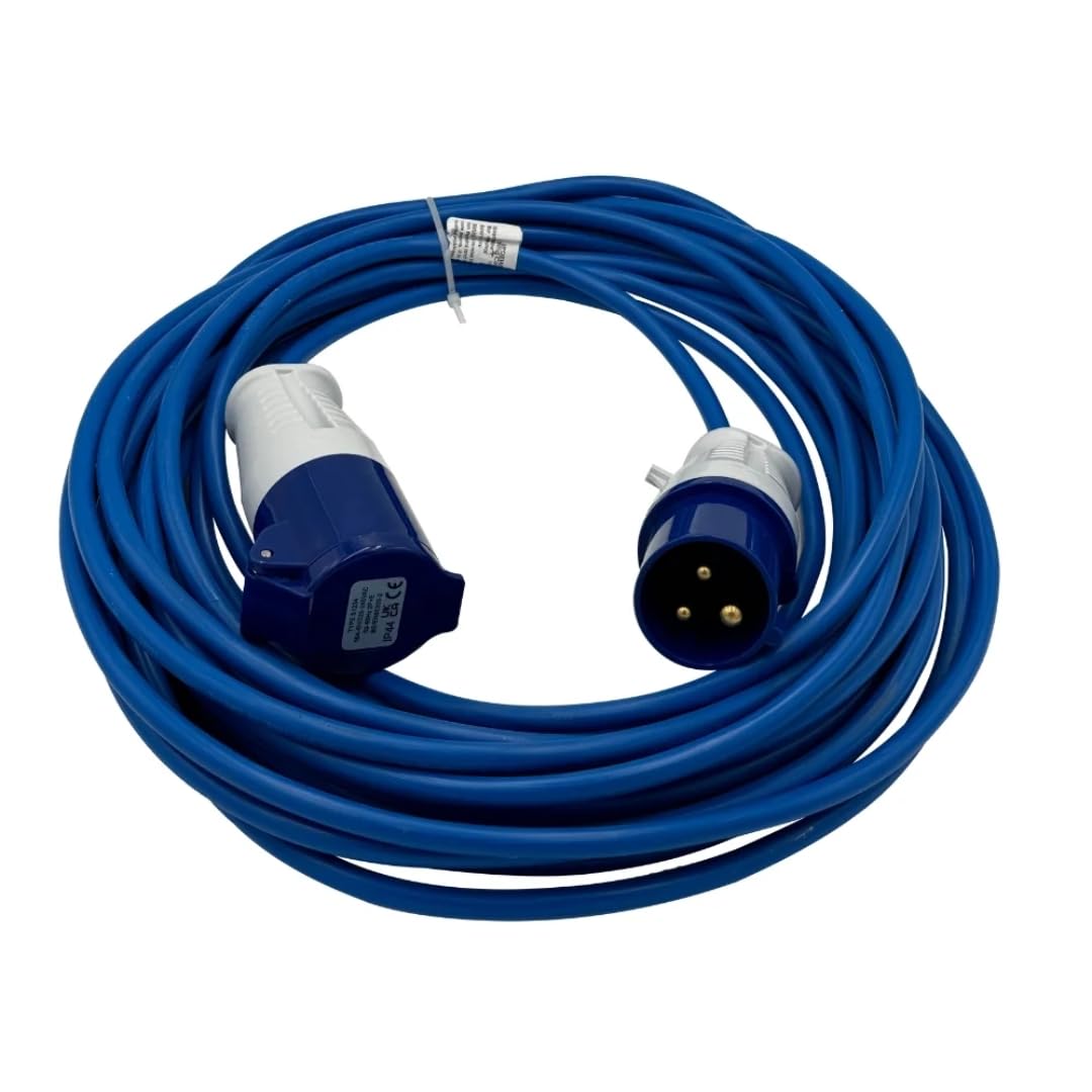 14m 240V 16A Socket Extension Lead Heavy Duty Outdoor Extension Lead with 2.5mm 3 Core Cable, Hook Up Cable & 240V IP44 Power Plug Extension for Caravan, Home and Outdoor Use, Made in UK