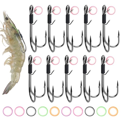 Live Shrimp Hooks 10pcs Double Fishing Hooks Shrimp Hooks Live Bait Holder Hooks Shrimp Walker Fishing Hooks Saltwater Freshwater Bass Catfish Pike Trout 6#