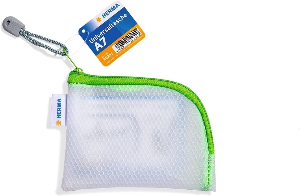 HERMA 20251 Zipped Travel Case A7 Transparent (14 x 10 cm) Small Lockable Clear Pocket with Zipper for Mobile Phone Charging Cable