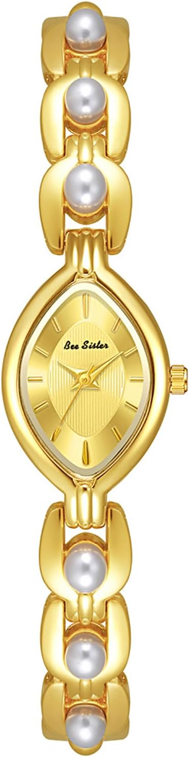 ADSBIAOYE Elegant Pearl Watch for Women's Dress Fashion Oval dial Analog Quartz Watch Woman Pearl Bracelet Wirstwatch
