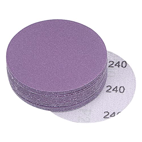uxcell 20Pcs 3-Inch Purple Sanding Discs 240 Grits Hook and Loop Professional Aluminum Oxide Sand Paper Wet Dry Polish for Wood Metal Paint Finishing