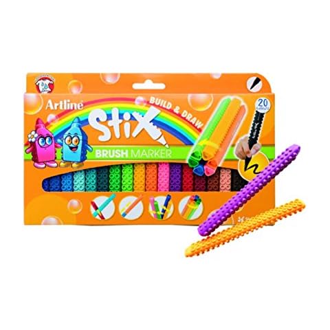 Artline Stix Brush Markers, Assorted Color Set of 20 Cover
