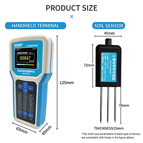 Dimensions of JXCT Soil Sensor Speed Meter handheld terminal and soil sensor