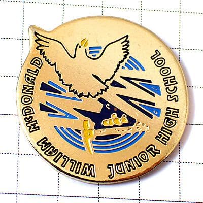 ピンバッジ・羽ばたく鳩ハト鳥ウィリアムマクドナルド中学校フランス限定ピンズなヴィンテージものピンバッチ