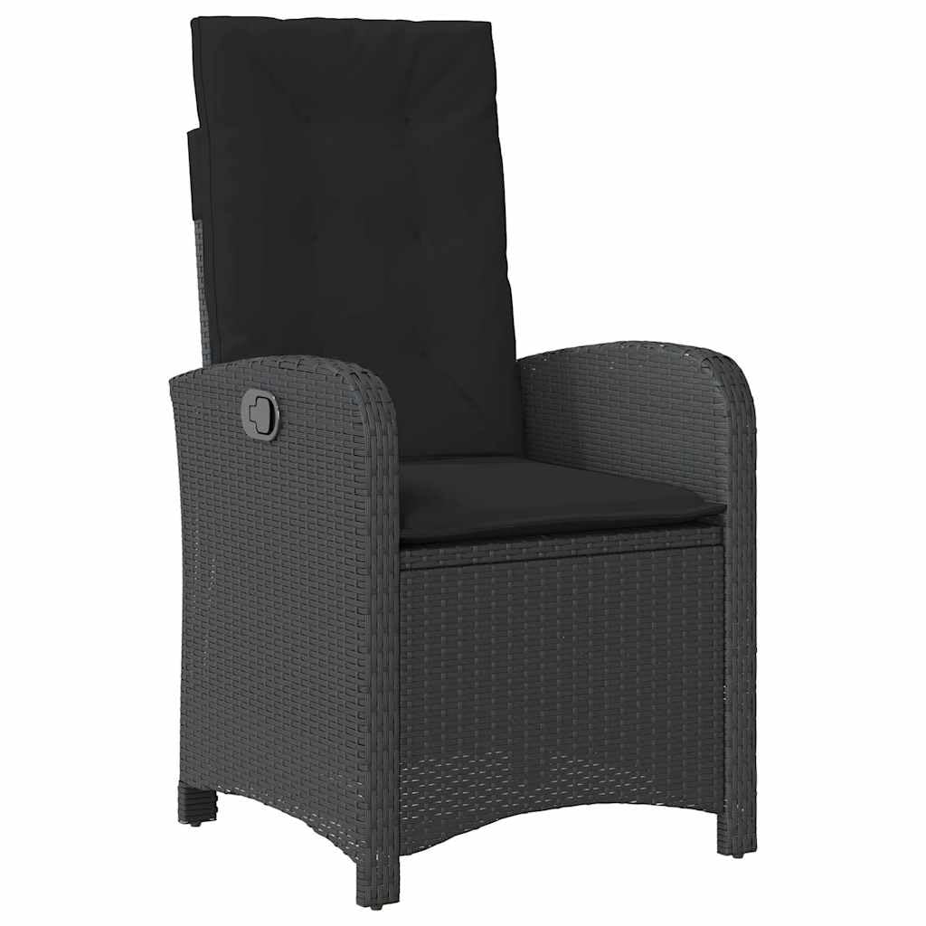 Set di 5 mobili da giardino in polyrattan nero con sedie regolabili e cuscini, set di mobili da giardino resistenti alle intemperie, per terrazza, balcone, veranda