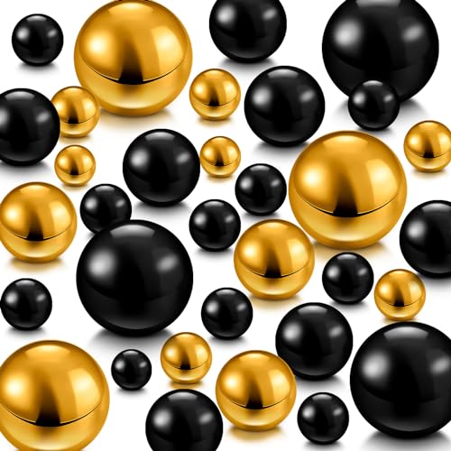 Jadive 200 Pcs No Holes Pearl Beads for Vase Filler, Gold, Black