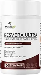 RESVERA ULTRA Trans-resveratrol, Ácido Hialurônico, Biotina, Coenzima Q10, Vitaminas B3, B12 e Zinco, 90 Cápsulas, Beauty Blend, Fortalvit