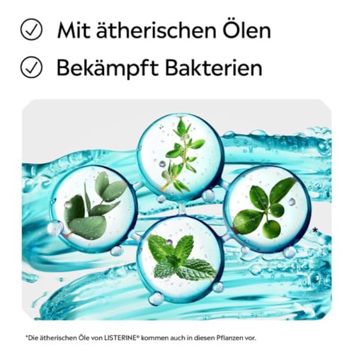 LISTERINE Cool Mint 500 ml, antibakterielle Mundspülung mit ätherischen Ölen und Minzgeschmack, Mundwasser bekämpft wirksam Bakterien im Mundraum, optimale Ergänzung zur täglichen Zahnpflege
