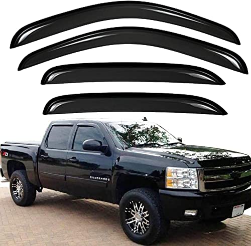 Window Visor Sun Shade Vent Deflector Rain Guard Compatible with 07-13 Silverado & Sierra 1500