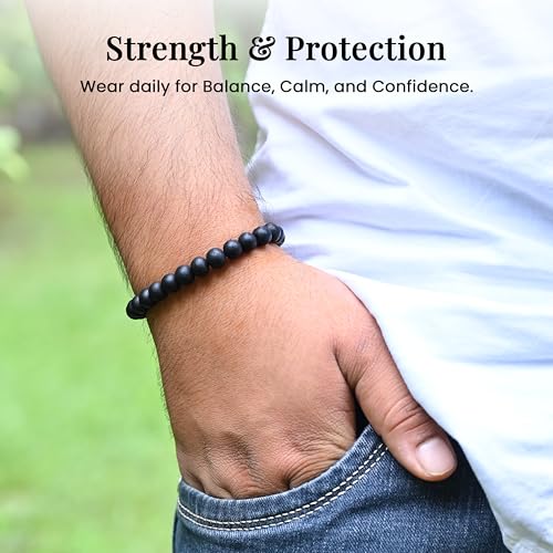 Image of Crocon Karungali Bracelet Original for Men & Women - Certified Natural Unpolished Black Ebony Wood | Karungali Kattai Bracelet | Spiritual Energy Accessory