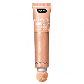 B.pure Glow Up Highlighter, Shimmering Pearl, 0.2 FL OZ, with Hyaluronic Acid