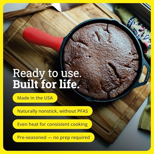 Image of Lodge Seasoned Cast Iron Skillet 12 Inches - Quality Frying Pan for the Stove, Oven, Grill & Campfire - Includes Silicone Hot Handle Holder - Non-Toxic, Nonstick & Long-Lasting