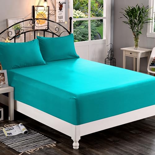 Elegant Comfort 1500 Premium Quality Fitted Sheet Ultra Soft 18-24 Inch Extra Deep Pocket - Single Fitted Sheet for High Mattress - Wrinkle Free with Smart Storage Pockets, King, Turquoise