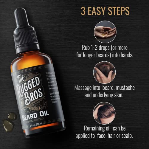 The Rugged Bros Beard Oil : With Argan Oil Serum And Jojoba Oils For Growth And Shine - Leave In Deep Conditioner, Softener, And Thickener, For All Beards And Mustaches (Unscented) #TOP4