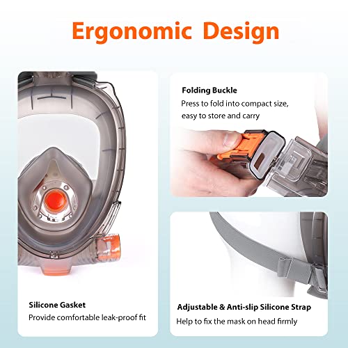 Aparelho de respiração,YIWENG Capa de rosto completo para snorkel com tubo de snorkel seco dobrável