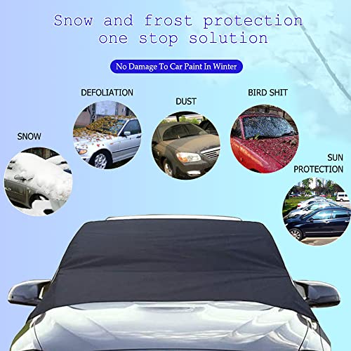 Deemars Car Windshield Snow Cover, Oxford Cloth Car Snow Shield, Windproof Windshield Snow Cover, All Weather Winter & Summer Front Window Automotive Covers Sun & Snow-Shade, Fits Most Of Vehicles #TOP3