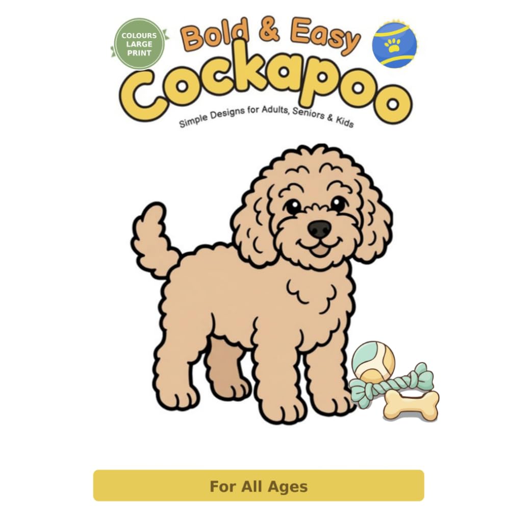 Bold and Easy Cockapoo Coloring Book: Simple, Large Print Cockapoo Designs for Adults, Seniors, Kids & Beginners | Relaxing Dog Coloring Book & Gift for Cockapoo Lovers