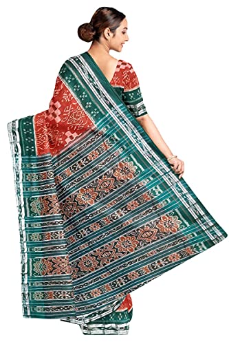Image of COTTONSILK & KHANDUAPATA Odisha Sambalpuri Handloom Ikat Women Cotton Saree, Odisha Handloom Handmade Pure Cotton Khandua Saree, Ikkat Orissa Traditional Handloom Saree Without Blouse 12