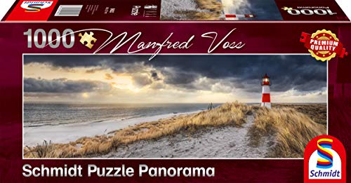 Schmidt Spiele SCH59622 Manfred Voss, Leuchtturm, Sylt, 1000 Teile Panorama-Puzzle, Bunt