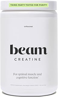 Beam Creatine Powder, Third Party Tested, Micronized Creatine Monohydrate Supplement, Creatine for Women and Men, Muscle Strength, Workout Recovery, Lean Muscle Growth, 100 Servings, Unflavored