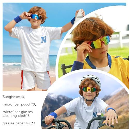 KesaPlan Kids Baseball Sunglasses, Youth Sports Sunglasses for Boys Girls 3-12 Sun Glasses for Cycling Running2
