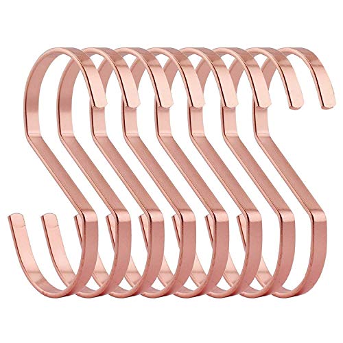METLUCK 16-Pack 4 Inch Flat S Shape Hooks Heavy-Duty Chrome Finish Hanging S Hooks for Kitchenware, Pots, Utensils, Plants, Towels, Gardening Tools, Clothes (Rose Gold) METLUCK 16-Pack 4 Inch Flat S Shape Hooks Heavy-Duty Chrome Finish Hanging S Hooks for Kitchenware, Pots, Utensils, Plants, Towels, Gardening Tools, Clothes (Rose Gold)