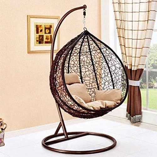 Large Brown Hanging Rattan Swing Patio Garden Chair Weave Egg w/Cushion In Outdoor- The WINNER*