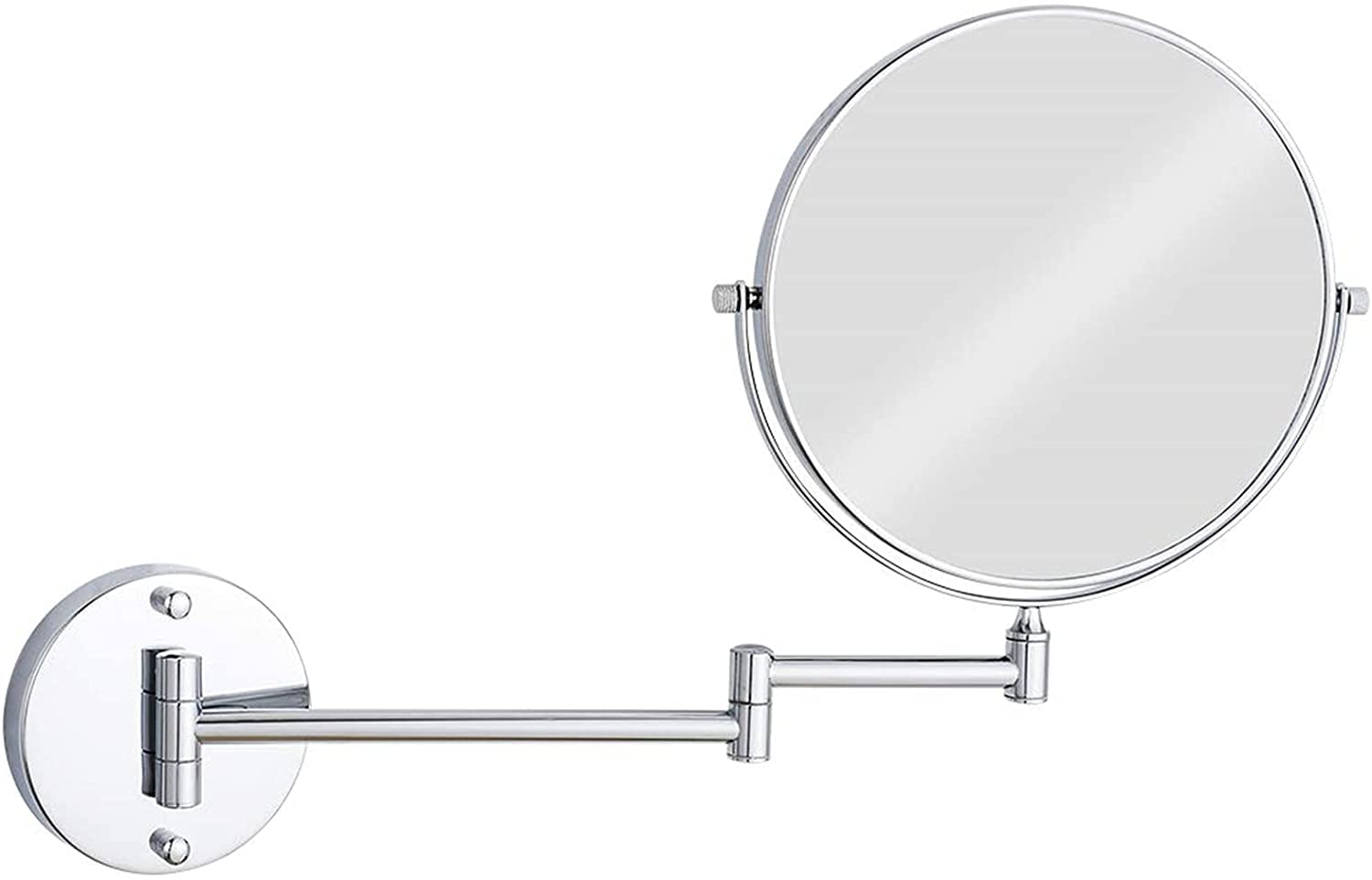 BGFYUSF Espejo de Maquillaje montado en la Pared, Espejo de Afeitar con Aumento de Doble Cara con Acabado Cromado de 8 Pulgadas, Espejos de tocador Redondos de baño Extensibles giratorios (5X)
