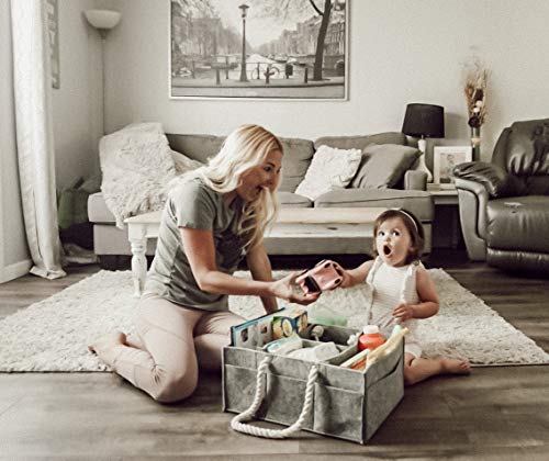 Baby Diaper Caddy Organizer - Large Portable Car Basket For Toys Wipes Diapers - Newborn Storage Bin Changing Table - Baby Shower Gift For Boy Girl - Baby Registry Must Haves - Nursery Tote Bag #TOP4