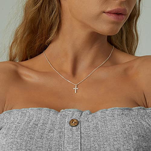 Tewiky Cross Necklace for Women-Dainty Simple 14k Gold/sterling silver Plated Cross Pendant Cute Diamond Necklaces for Women Gold Jewelry3