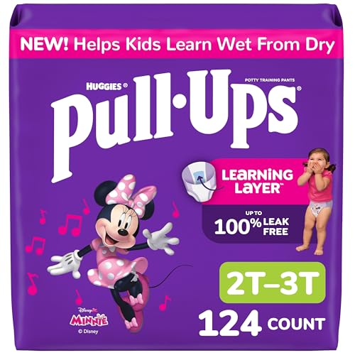 Pull-Ups Girls' Potty Training Pants, Size 2T-3T Training Underwear (16-34 lbs), 124 Count (4 packs of 31)