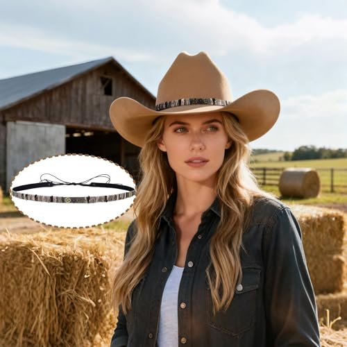 Image of Cowboy Hat Bands for Men Women, Leather Hatbands Belt for Cowboy /Western /Fedora /Cowgirl Hats