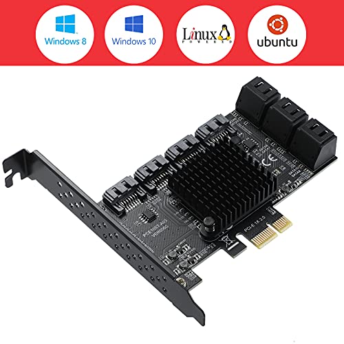 MZHOU Carte d’Extension PCIe 10 Ports SATA III 6 Gbps - Contrôleur amorçable pour Disque système, Compatible Windows/Linux/NAS – vue 2
