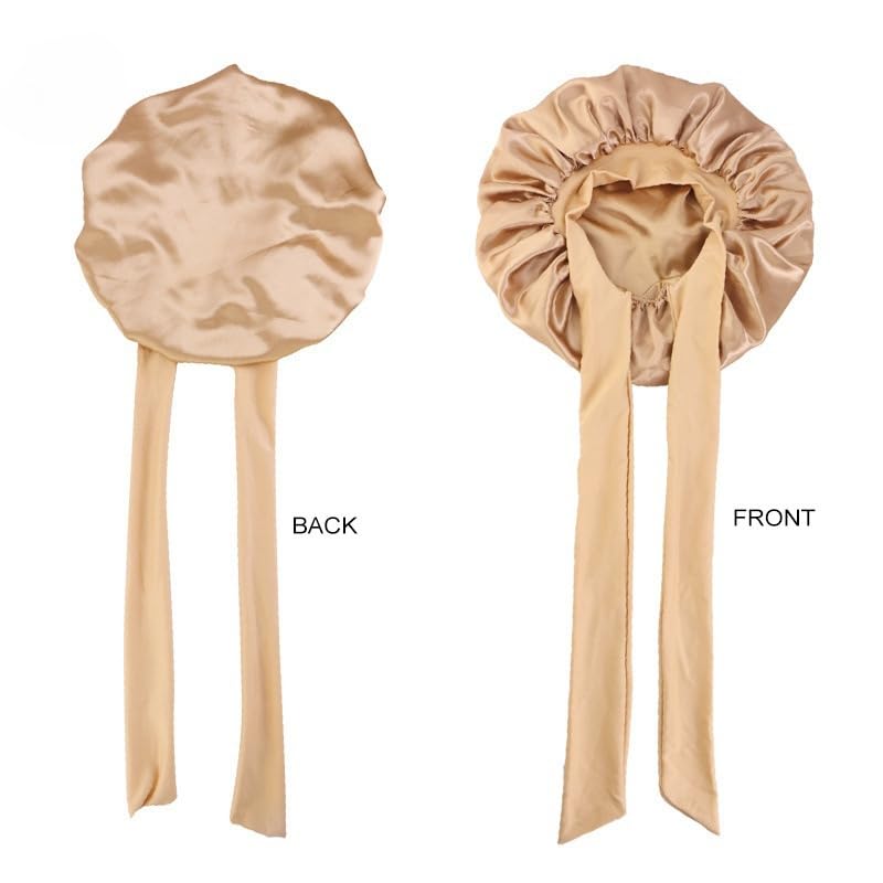 LUVEEVA Double-Layer Satin Hair Bonnet, Adjustable Sleep Cap with Elastic Band, Hair Protection for All Hair Types - Image 3