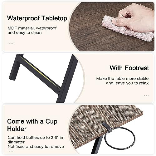 Image of VECELO TV Tray for Eating Set of 2, Portable Dinner /Snack Table with Cup Holder for Couch, Living Room and Small Space, 14.17 inch D x 18.8 inch W x 29.5 inch H, Coffee