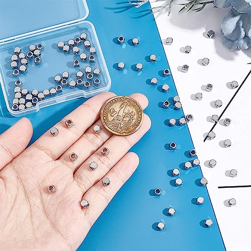 UNICRAFTALE 100pcs 4mm 304 Stainless Steel Square Spacer Beads for DIY Bracelet Necklace Jewelry Making, silver, 2.5mm - Image 2