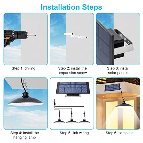 Yrbxsky Solar-Pendelleuchte für drinnen und draußen. Solar-Schuppen-Lichter, Scheunenlicht, Wärmelampen mit Ein-Schalter… – Bild 3
