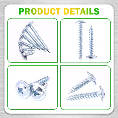 Keadic 340 Pcs #8 Zinc Plated Truss Head Wood Self-Tapping Screw Assortment Set, [1-1/2” To 1/2”] 6 Sizes Alloy Phillips Drive Steel Sheet Metal Screw Self-Drilling Drywall Screw #TOP2