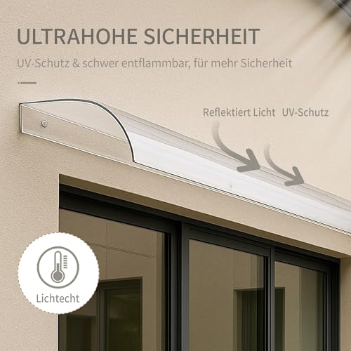 HaiYiZuhause Transparentes Vordach, Patio Tür Fenster Markise Baldachin, Polycarbonat Blatt transparente Markise für Haustür, Veranda Patio Dach (Transparent, 100 x 40cm)