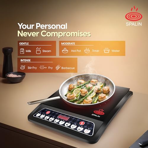 Image of A8 Induction Cooktop 2000W | Crystal Glass Top | Touch Control Panel | 5 Preset Cooking Modes | Fast Heating & Energy Efficient | (Black, Induction Touch Control Panel)