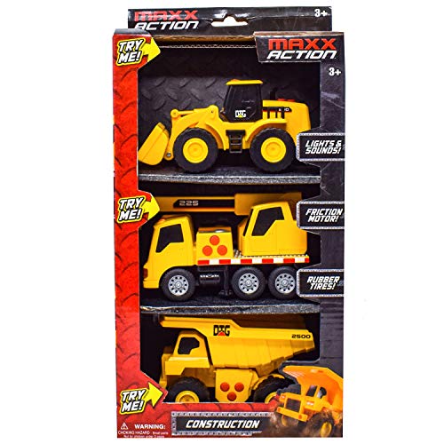 image for Sunny Days Entertainment Mini Construction Vehicles 3 Pack – Lights 