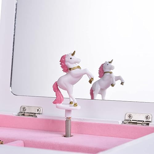 Miniatura 5 de Art Lins Aliz - Joyero musical de unicornio para niñas, caja de madera con diseño de unicornio brillante, decoración encantadora de habitación y