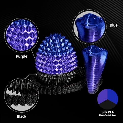 Image of Silk Tri Color PLA Filament 3D Printer 1.75mm, Rainbow PLA 3D Printer Filament 1kg (2.2lbs), No Clog, Neatly Wound, Dimensional Accuracy + /- 0.02mm, for Most FDM 3D Printers, Blue Purple Black